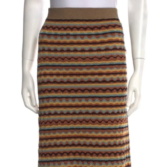 NWT Ulla Johnson Cosette Striped Neutral Knit Midi Skirt in Tiger's Eye P $650 - Picture 9 of 16